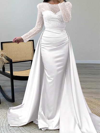 Damen Abendkleid Paillettenoberteil Satinrock Elegant