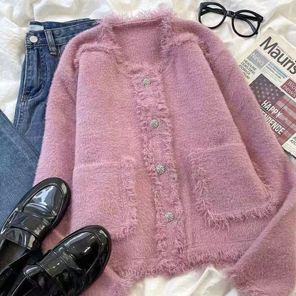 Damen Fleecejacke Mit Knöpfen Elegantes Design