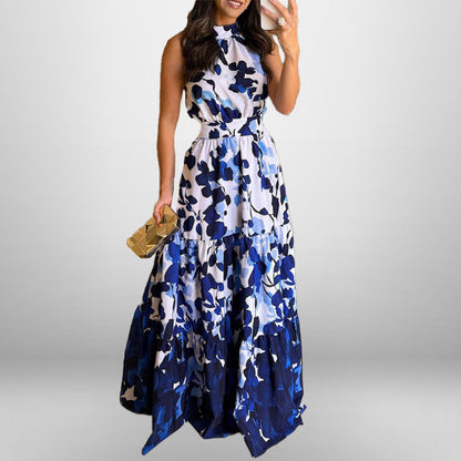Damen Maxikleid Stehkragen Fließender Rock Norvielle