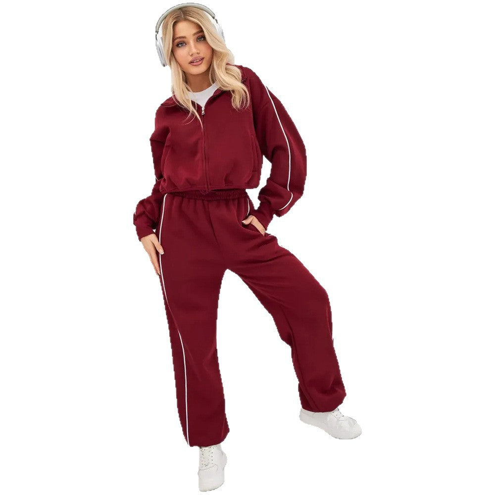 Damen Sportanzug Stehkragen Weite Hose Norvielle