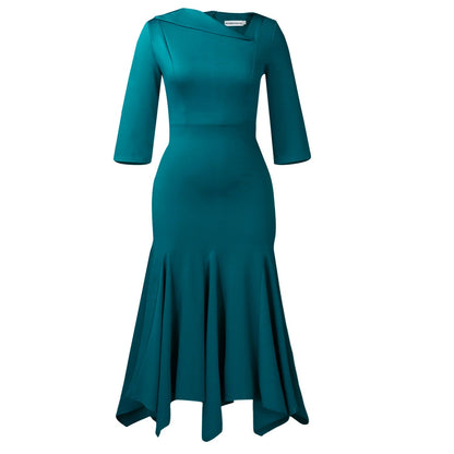Damen Cocktailkleid Flügelärmel Norvielle Elegantes