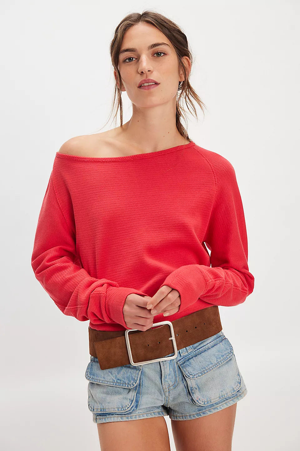 Damen Off-Shoulder Sweatshirt Norvielle Lässig