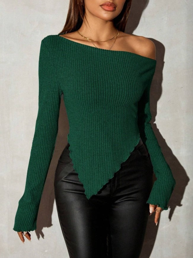 Damen Asymmetrischer Strickpullover Norvielle