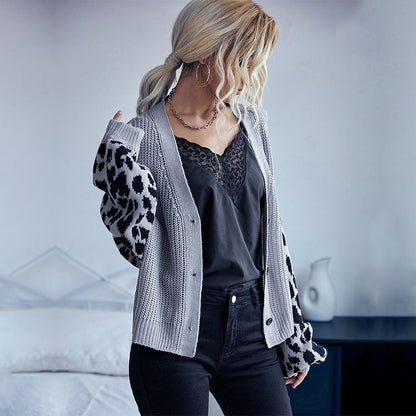 Damen Strickjacke Animalmuster Lässig Norvielle