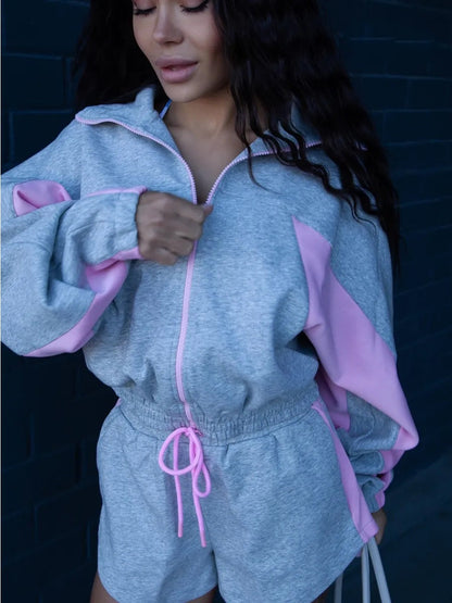 Damen Sportjacke und Shorts-Set Norvielle