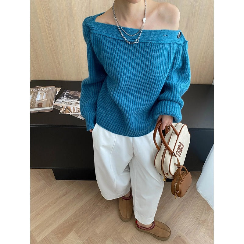 Damen Strickpullover Eleganter Überhang Norvielle - Norvielle