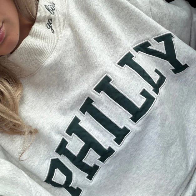 Damen Oversized Sweatshirt mit Schriftzug Groß