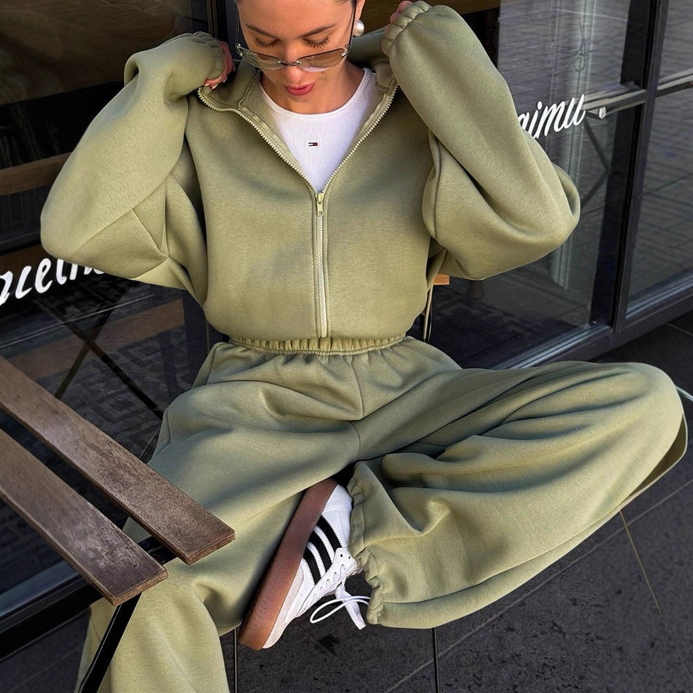 Damen Freizeitanzug Weiter Schnitt Elastisch Beige - Norvielle