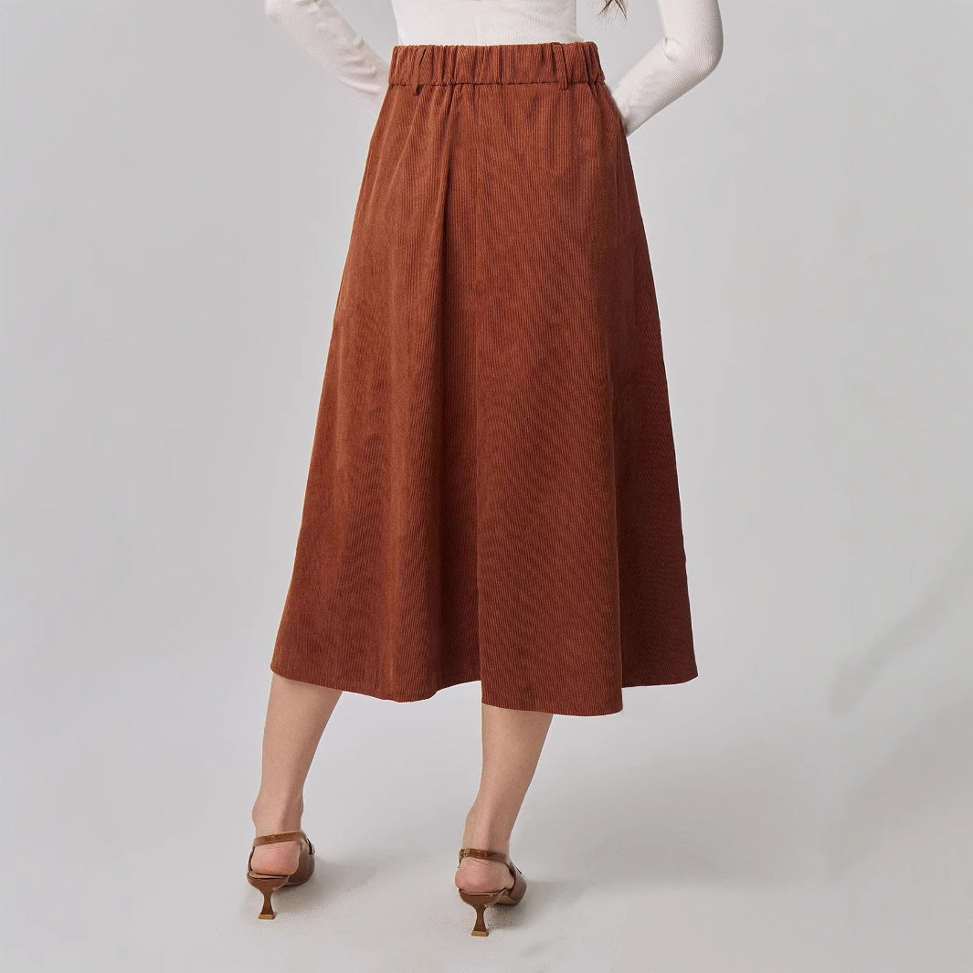 Damen A-Linie Rock Midi Elegant Knöpfe