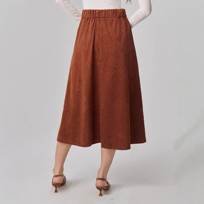 Damen A-Linie Rock Midi Elegant Knöpfe