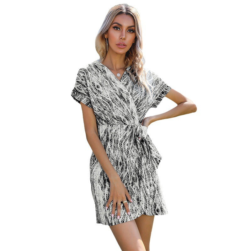 Damen Wickelkleid Lässiger Schnitt Bindegurt