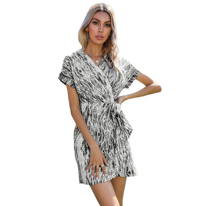 Damen Wickelkleid Lässiger Schnitt Bindegurt