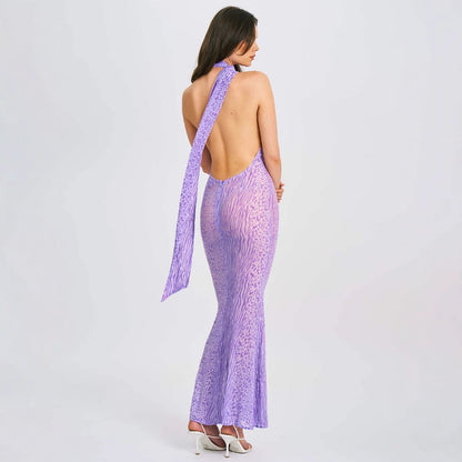 Damen Maxikleid schmal Schnitt mit Knotendetail Norvielle
