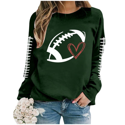 Damen Sweatshirt Fußball-Motiv Lässiger Schnitt Grau