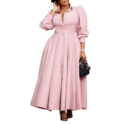 Damen Maxi-Hemdkleid mit Taillenbund Norvielle