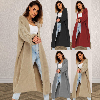 Damen Grobstrick Cardigan Offenes Frontdesign Tiefen Taschen Norvielle - Norvielle