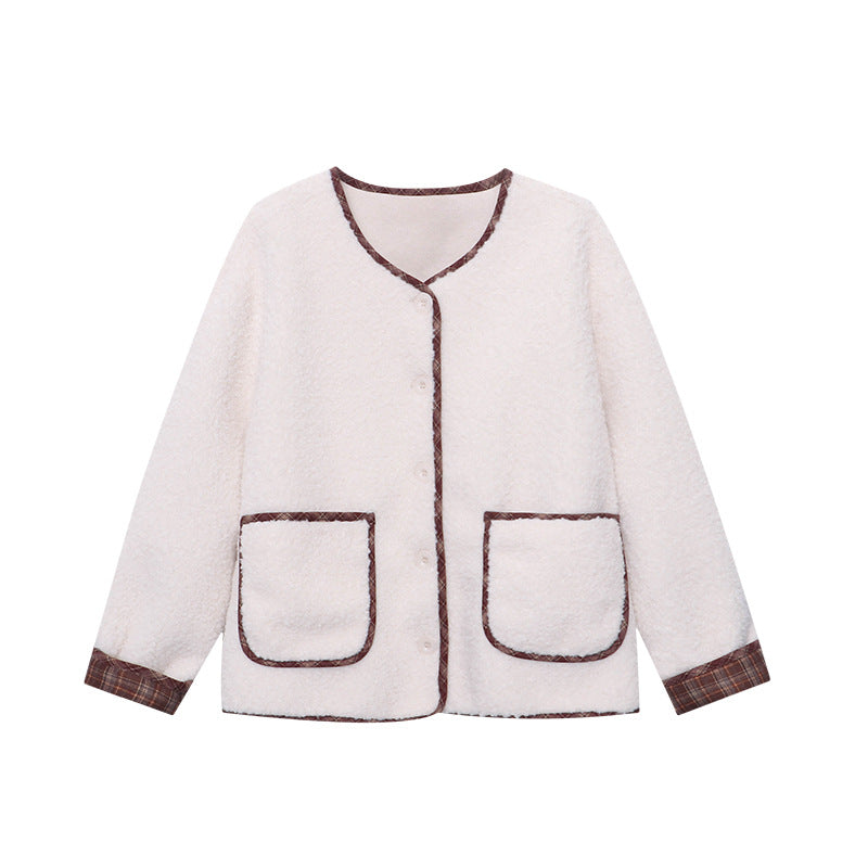 Damen Oversized Fleecejacke Kuschelig Kontrastdetails Norvielle