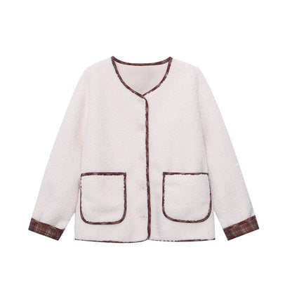 Damen Oversized Fleecejacke Kuschelig Kontrastdetails Norvielle