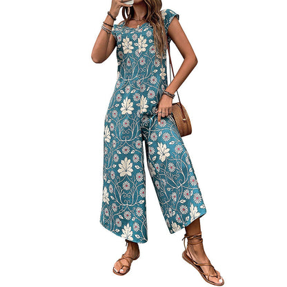 Damen Jumpsuit Floral Hochbein Norvielle