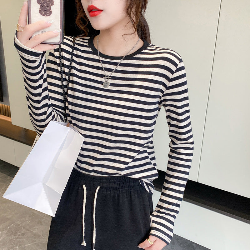 Damen Langarmshirt Maritimes Streifenmuster Norvielle