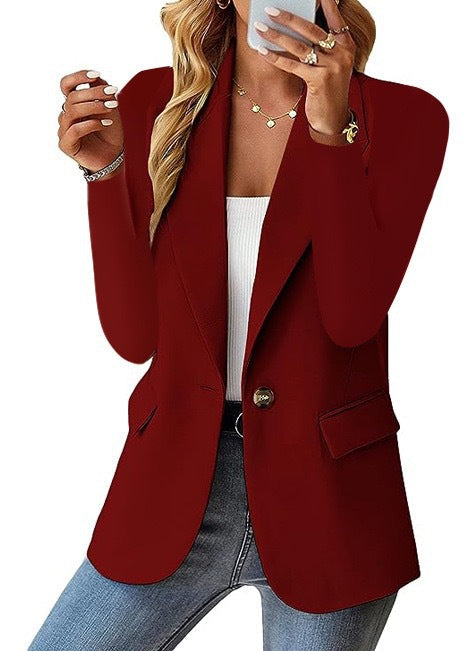 Damen Blazer Ein-Knopf-Verschluss Klassisches Revers