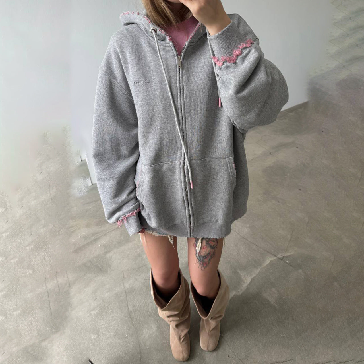 Damen Oversized Hoodie mit Fransen Bequem Norvielle