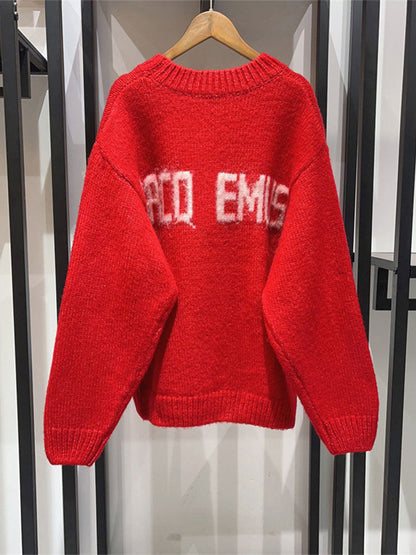 Damen Strickpullover Auffälliger Schriftzug Norvielle