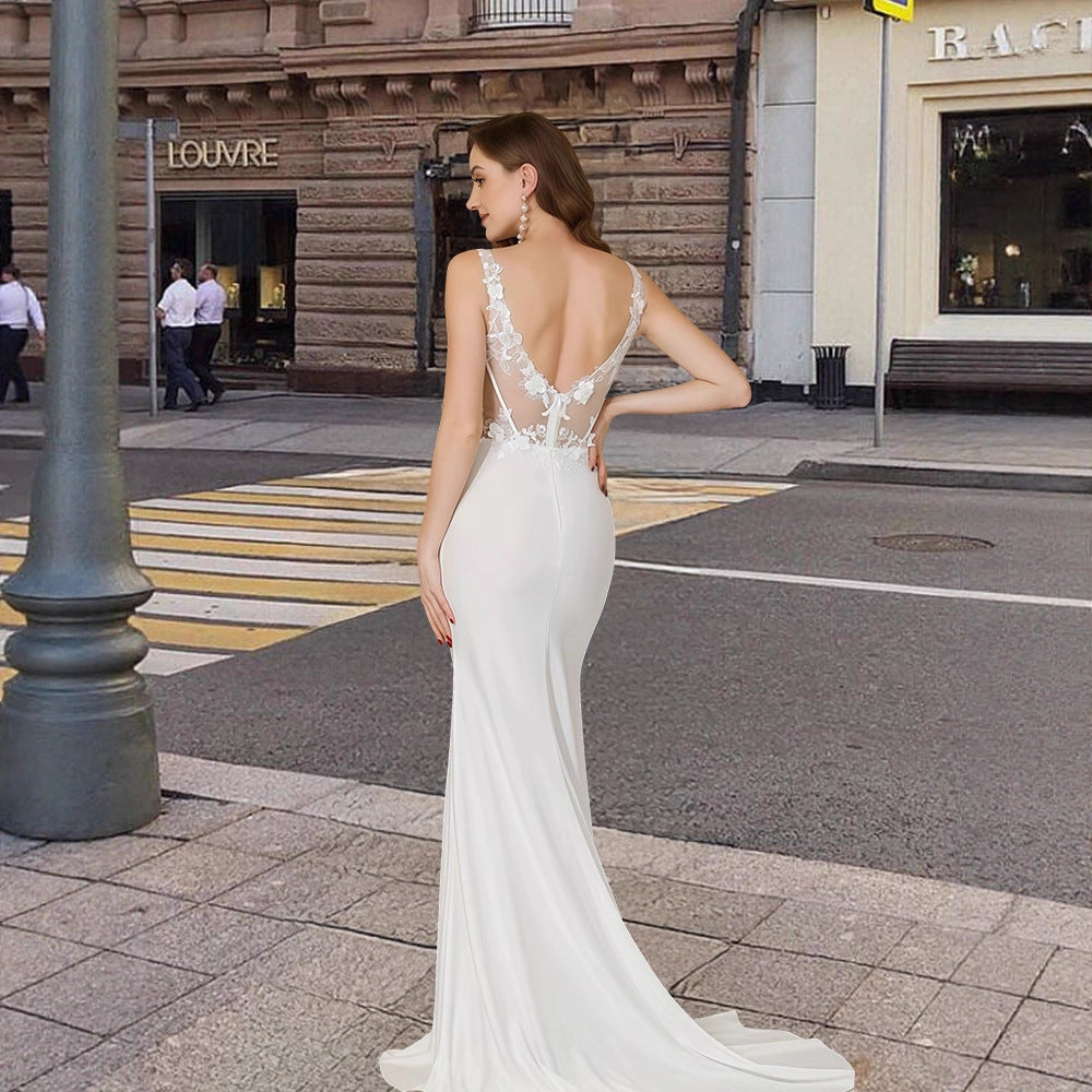 Damen Abendkleid Spitzendetails Figurbetonter Schnitt
