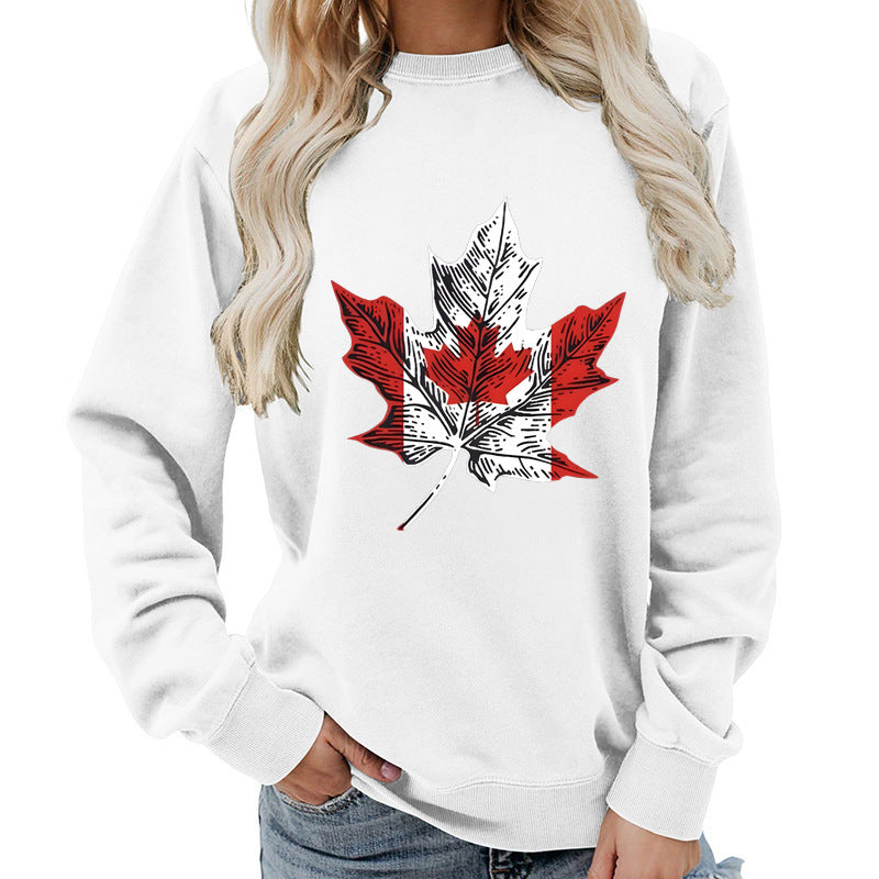 Damen Sweatshirt Ahornblatt-Motiv Gemütlich Norvielle