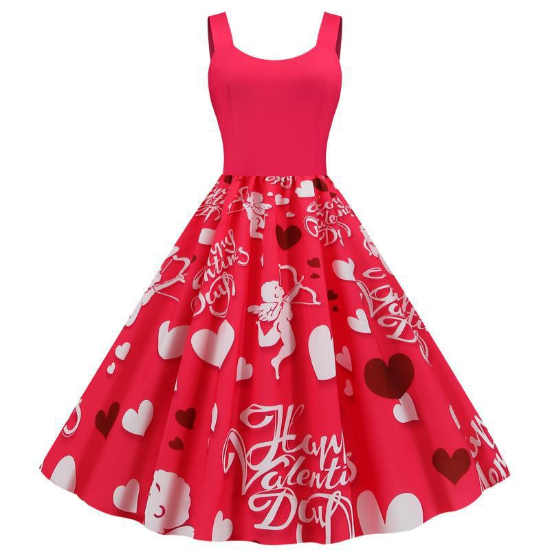 Damen Swing-Kleid mit Herzmotiven Rosa - Norvielle