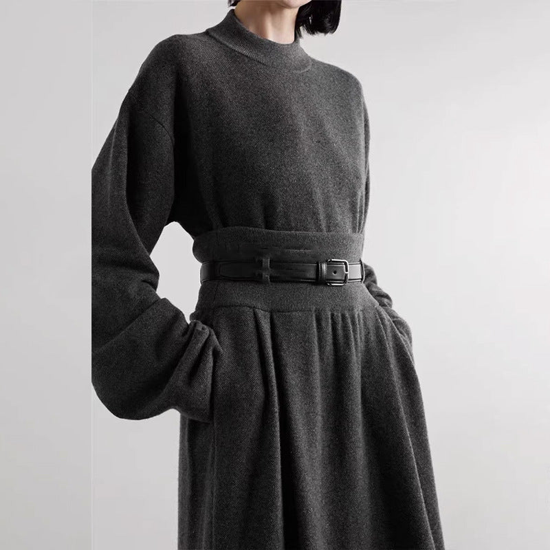 Damen Strickkleid mit Taillengürtel Elegantes Design Norvielle