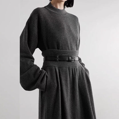 Damen Strickkleid mit Taillengürtel Elegantes Design Norvielle