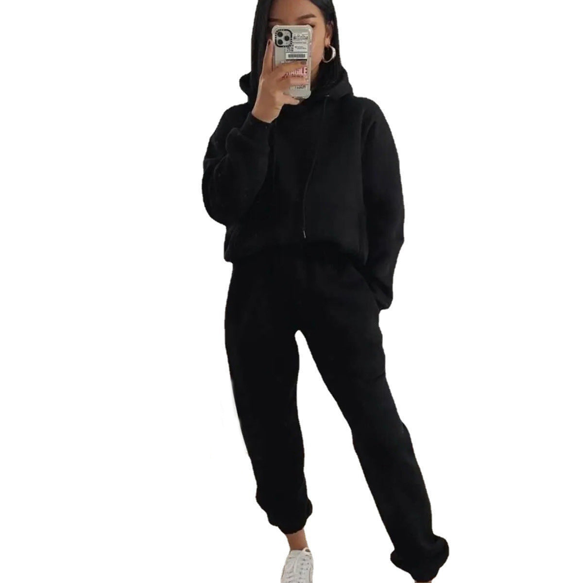Damen Fleece-Joggingset mit Kapuze Elastisch Norvielle