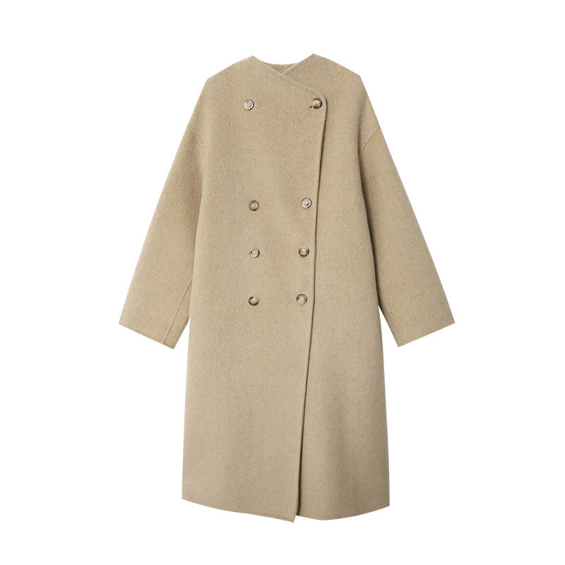 Damen Wickelmantel Wollmix Elegantes Design