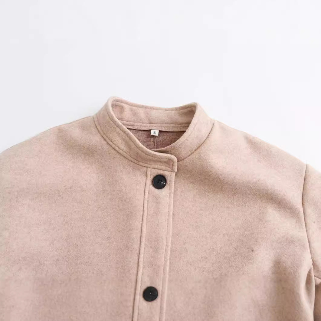 Damen Übergangsjacke Oversized Baumwolle Praktische Taschen Beige