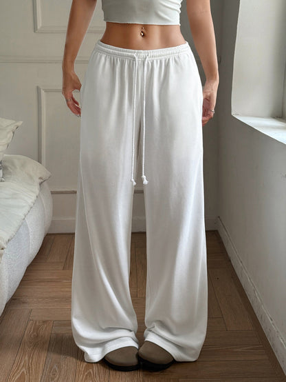 Damen Palazzo-Hose Elastischer Bund Praktische Seitentaschen Beige
