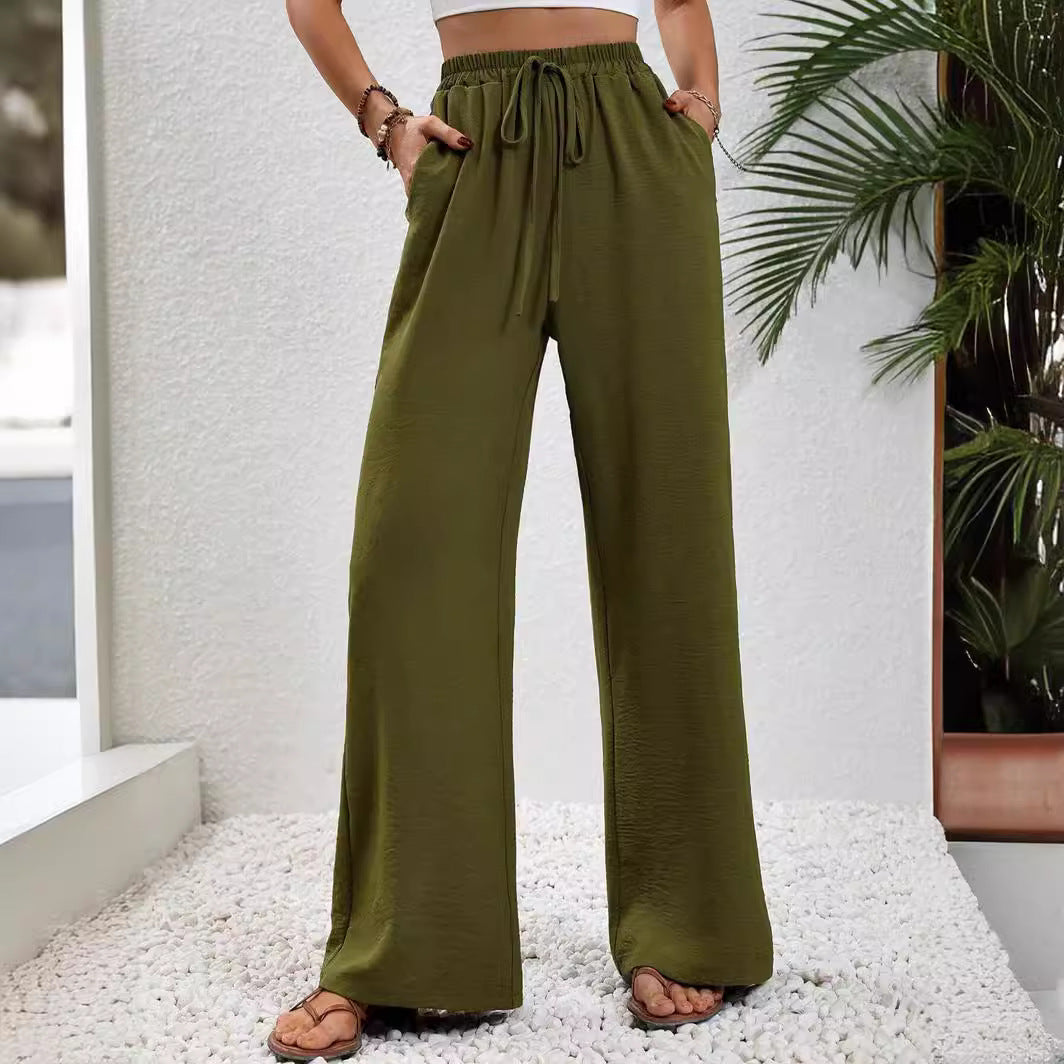 Damen Sommerhose Elastischer Bund Weite Passform Beige