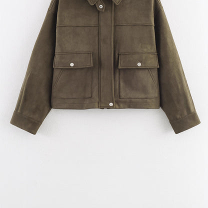 Damen Kurzjacke Kunstleder Weich