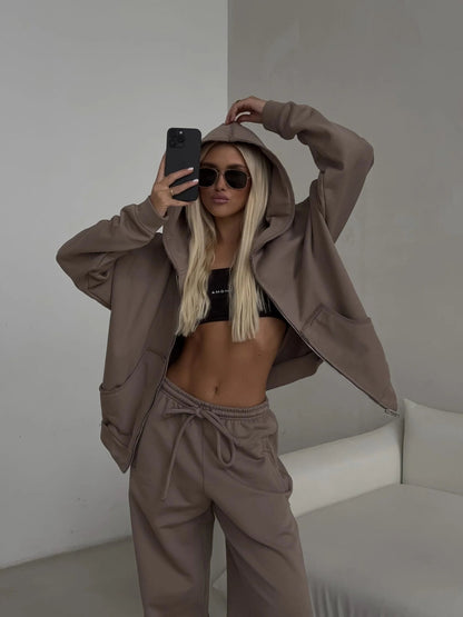 Damen Oversize Hoodie Jogginghose Set Bequem Norvielle