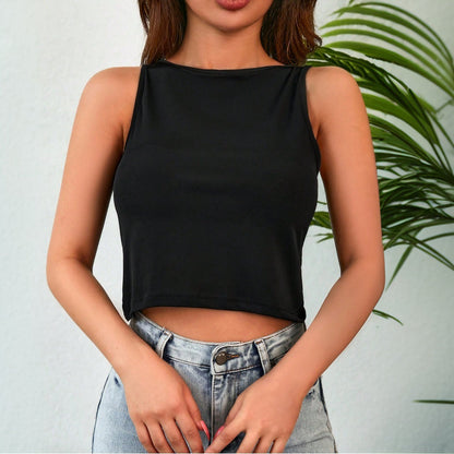 Damen Crop- Rundhalsausschnitt Figurbetonter Stoff Norvielle