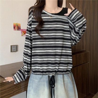 Damen Off-Shoulder Langarmshirt aus Baumwolle Norvielle
