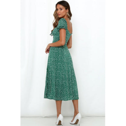 Damen Midi-Kleid Blumenmuster mit seitlichem Schlitz