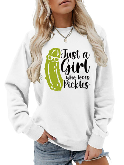 Damen Sweatshirt Gurkenmotiv Lässig Grün Norvielle