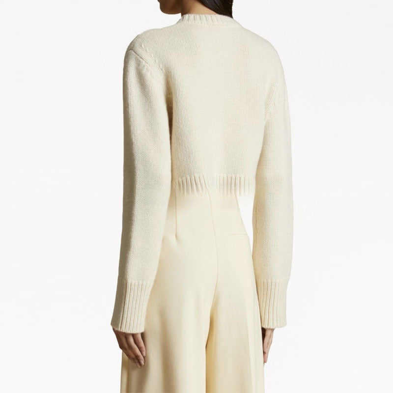 Damen Strickcardigan Kurz Knöpfe Beige