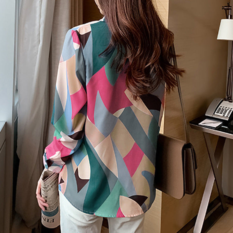Damenbluse Geometrisches Muster Baumwolle Norvielle