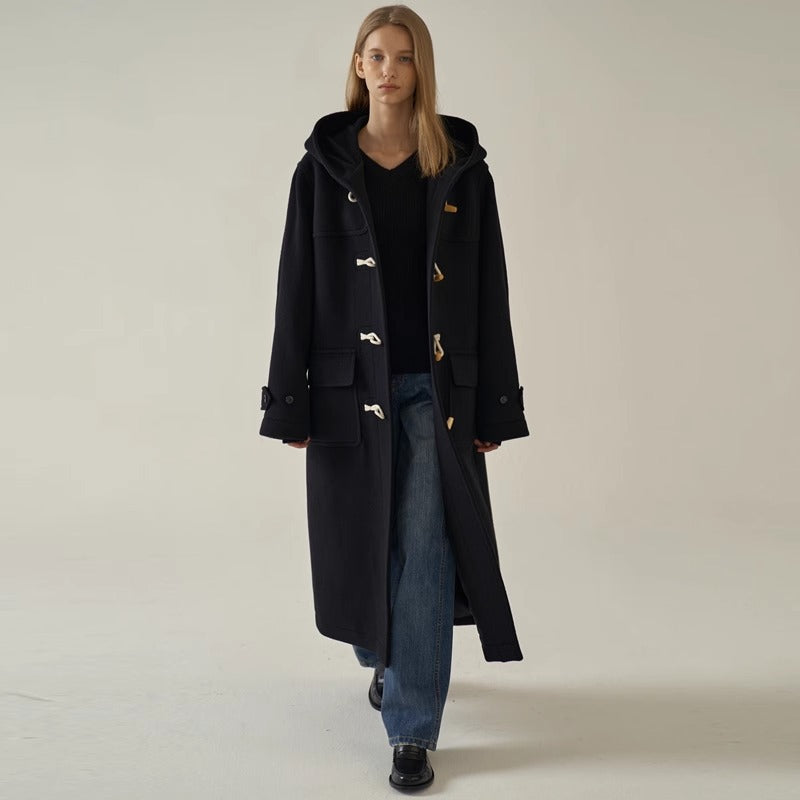 Damen Dufflecoat Lang Kapuze Norvielle