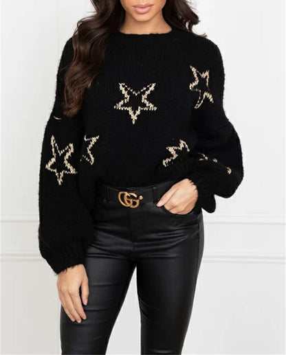 Damen Strickpullover Sternenmotiv Kuschelig Norvielle