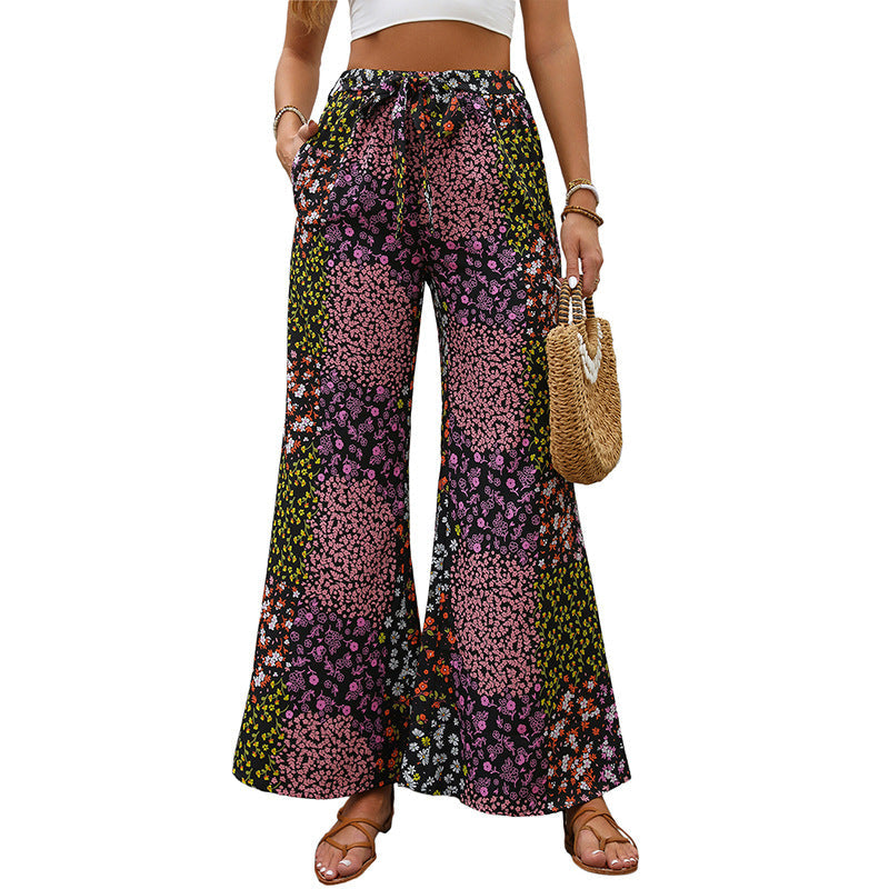 Damen Blumenhose Elastischer Bund Praktische Taschen Norvielle