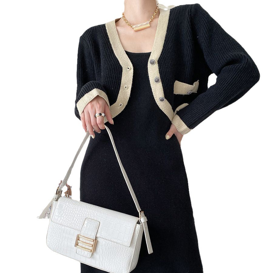 Damen Strickjacke Kontrastdetails Knöpfe Norvielle
