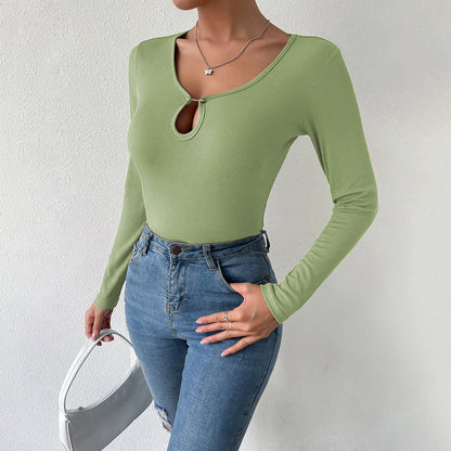 Damen Langarmshirt V-Ausschnitt Bindedetail Norvielle - Norvielle